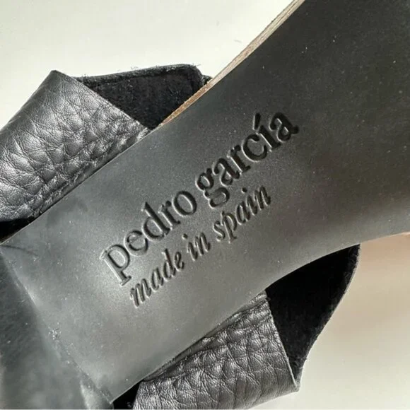Pedro Garcia Black Pebbled Leather Sandals 4.25 Inch Heel - Size EU 39 (US 8) - Picture 6 of 17